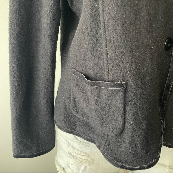 Vintage Talbots 100% Merino Wool Button Down Jacket Short High Collar Black - Picture 6 of 9